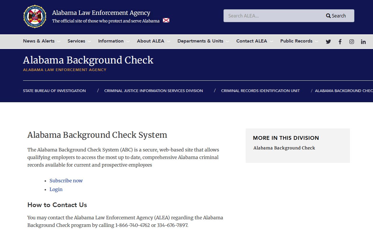 Bullock County criminal history directions from ALEA