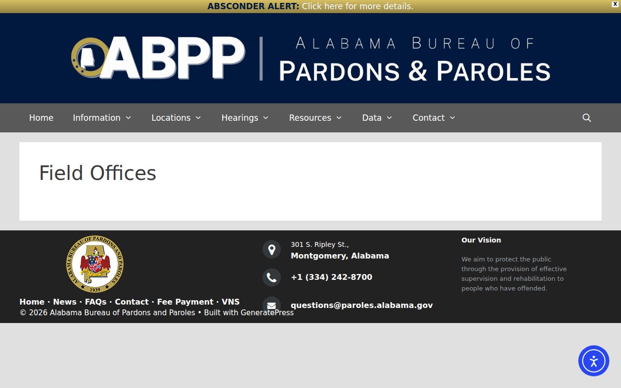 Bullock County probation and parole field office directory